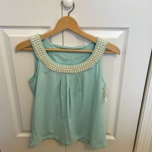 Talbots Turquoise Bead Trim Neckline Tank | NWT